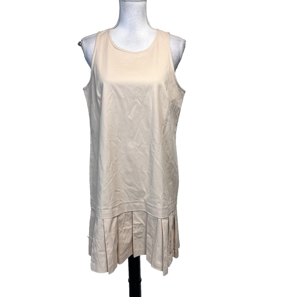 J. Crew Re-Imagined Jumper Dress size Small Tan Stone Stretch Pleats Midi